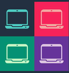 Pop Art Laptop Icon Isolated On Color Background