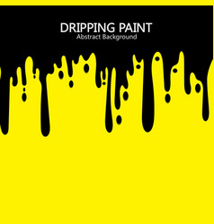 Black Ink Dripping Paint Spill Leaking On Yellow