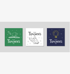 Happy Teachers Day Card With School Chalk Doodle