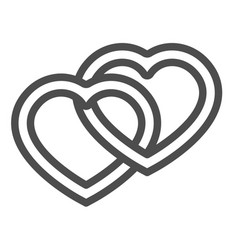 Two Intertwined Hearts Line Icon Dating Concept