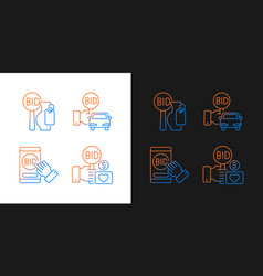 Auction Items Gradient Icons Set For Dark