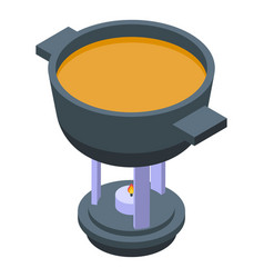 Fondue Hot Pot Icon Isometric Cheese Food