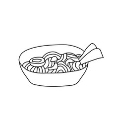 Hand Drawn Of A Plate Of Noodles