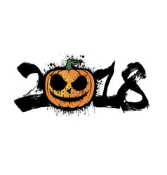 Number 2018 And Halloween Pumpkin