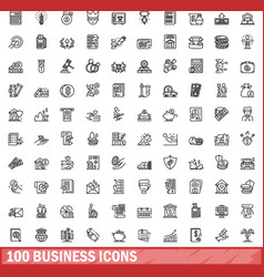 100 Business Icons Set Outline Style