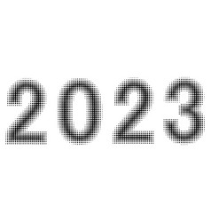 2023 New Year Figures Fog Date Halftone Style