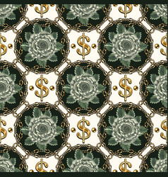 Geometric Pattern With Dollar Sign Chains Roses