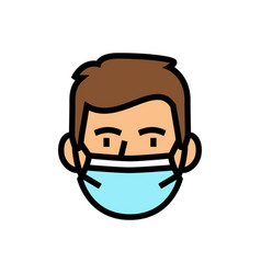 Kid Boy Medical Mask Color Icon