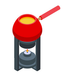 Melted Fondue Icon Isometric Cheese Food