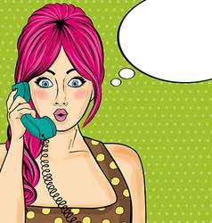 Pop Art Woman Chatting On Retro Phone Comic