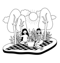 Women Friends Having Picnic Design