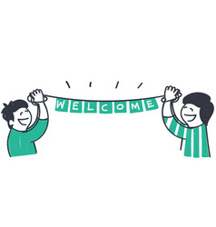 Hand Drawn Doodle Holding Welcome Garland