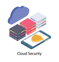 Cloud Security Icon In Isometric Design