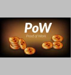 White Text Pow Proof Of Work With Isometric