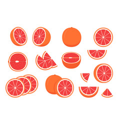 Set Ripe Grapefruit - Whole Cut Half Piece