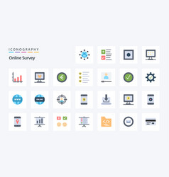 25 Online Survey Flat Color Icon Pack