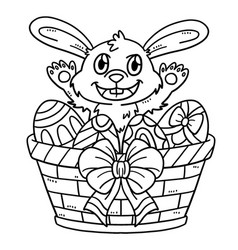 Bunny Easter Eggs In The Basket Isolated Coloring