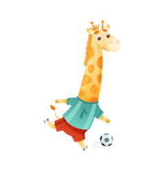 Giraffe African Animal Playing Soccer Cute