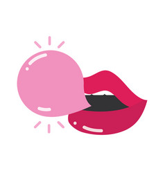 Pop Art Mouth And Lips Sexy Mouth With Bubble Gum