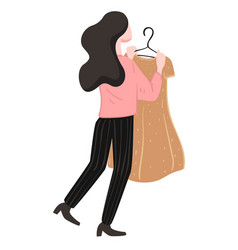 Shopping Female Character Holding Dress On Hanger