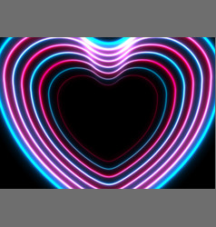 Blue Purple Neon Glowing Laser Hearts Abstract