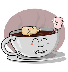 Cute Marshmallows Float In A Cup Of Hot Coffee