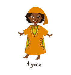 Girl In Nigeria Country National Clothes Wearing