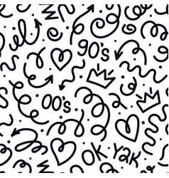 Trendy Squiggles Seamless Pattern Fun Black White