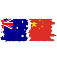 China And Australia Grunge Flags Connection