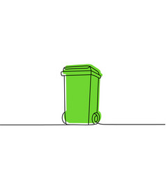 Trash Can One Line Colored Continuous Drawing