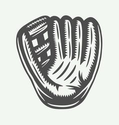 Vintage Retro Baseball Glove Monochrome Graphic