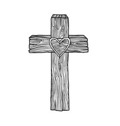 A Wooden Cross With Heart