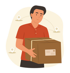 Delivery Man Holding Parcel Box For Shipping