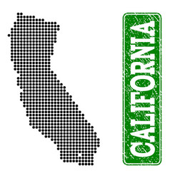 Dotted Map Of California And Grunge Rectangle