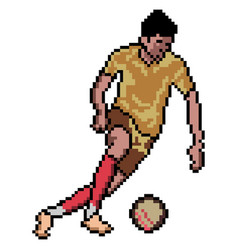 Soccer Player Kicking Ball With Pixel Art