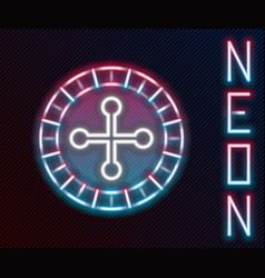 Glowing Neon Line Casino Roulette Wheel Icon