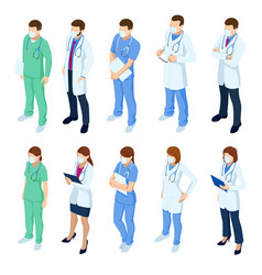 Isometric Set Doctors And Nurses Characters