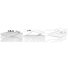 Rural Landscape Continuous One Line Drawing