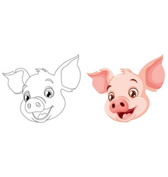 A Pig From Line Art To Color