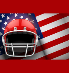 American Football Helmet And Us Flag