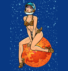 Pin Up Girl Attractive Sexy Astronaut Woman Alien