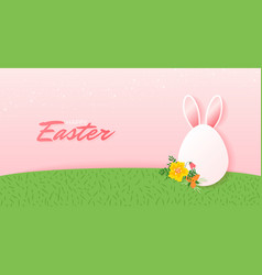 Happy Easter Banner Egg With Rabbit Ears