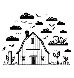 House Clipart Of A Farm Spring Sketch Hand Draw