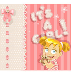 Its A Girl - Pink Lovely Announcement Card