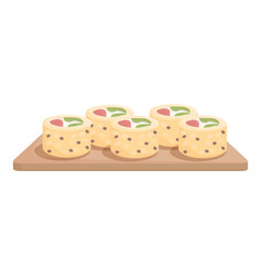 Sushi Roll Icon Cartoon Japanese Food