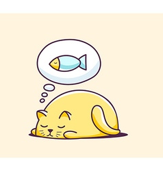 Color Sleeping Character Cat On Yellow Ba