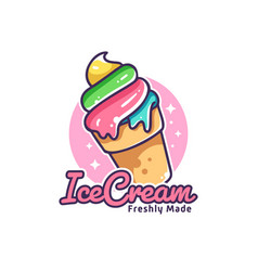 Cute Fun Colorful Ice Cream Logo