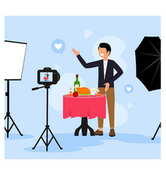 Food Vlogger In Flat Design