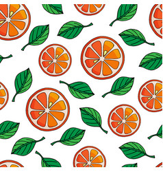 Pattern Orange Slices With Green Leaves