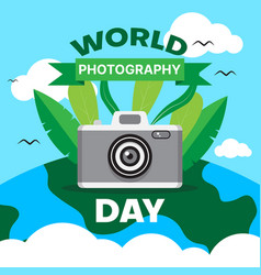 World Photography Day Background With Camera And